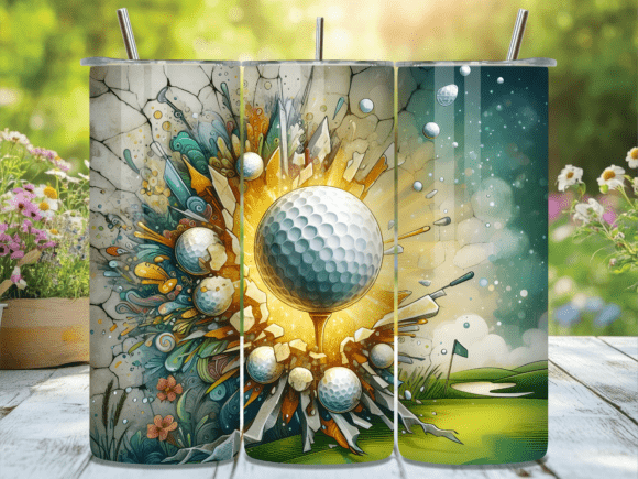 Artistic Golf Ball Splash Tumbler Wrap: A Dynamic Design Asset for Modern Branding