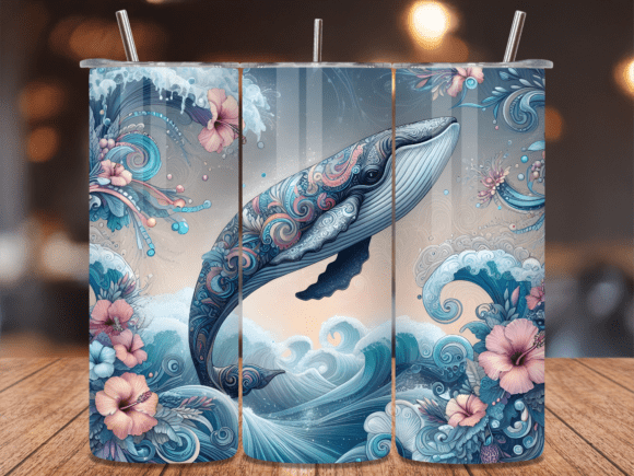 Artistic Humpback Whale Tumbler Wrap: A Versatile Graphic for Crafters