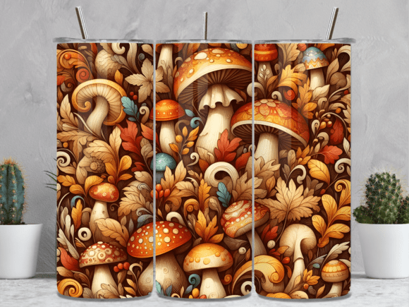 Autumn Mushroom Fall Forest Tumbler Wrap for Branding & Marketing