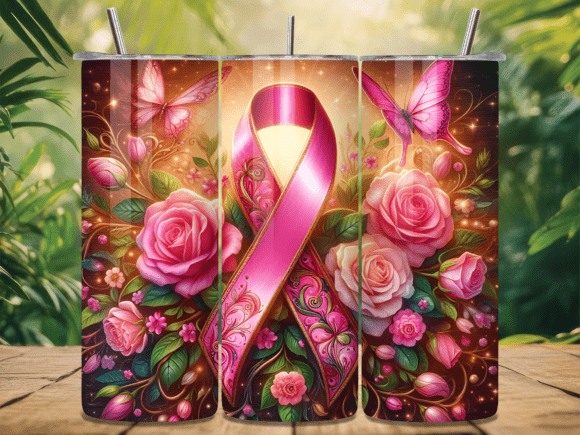 Breast Cancer Rose Ribbon Tumbler Wrap for Powerful Branding and Marketing Campaigns