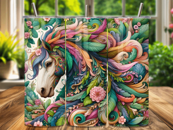 Colorful Boho Floral Horse Tumbler Wrap Review for Design Projects