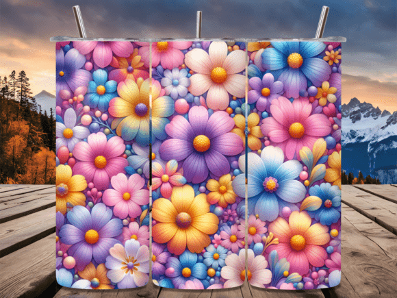 Colorful Spring Floral Tumbler Wrap for Vibrant Merch