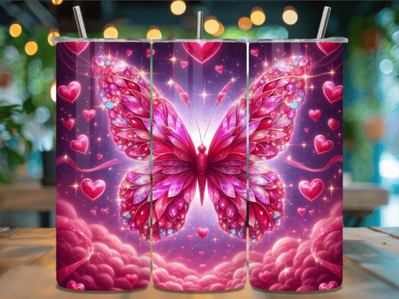 Cristal Pink Heart Butterfly Tumbler PNG Review: A Versatile Embroidery Design