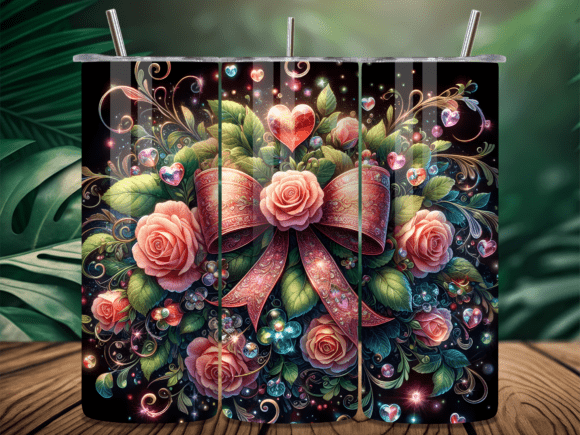 Dark Floral Gothic Valentine Tumbler Wrap for Moody Branding