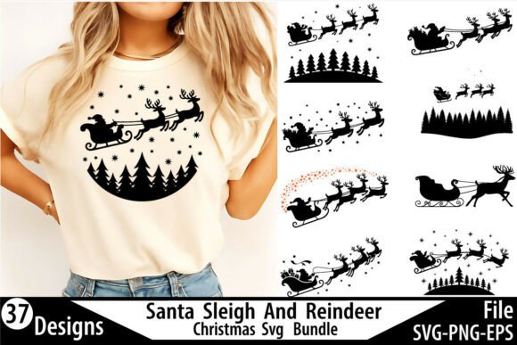 Enhancing T-Shirt Designs with the Santa Sleigh and Reindeer SVG Bundle