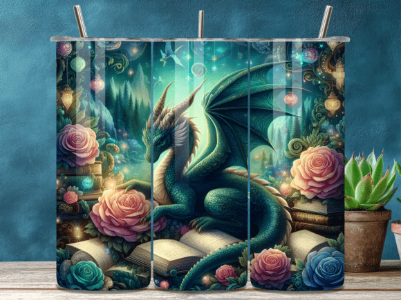 Fantasy Dragon Floral Valentine Tumbler: A Stylish Graphic for Tumbler Wraps