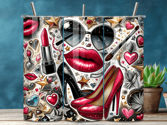 Fashion Makeup Lips Valentine Tumbler Wraps for Modern Branding