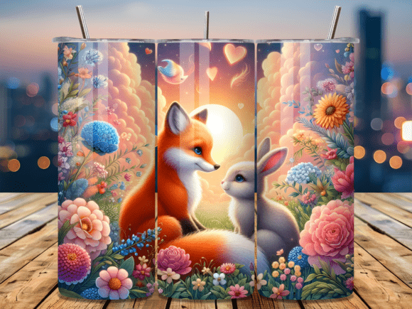 Fox Bunny Sunset Valentine Tumbler Wrap Review