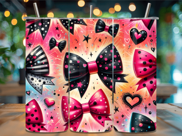 Funky Polka Dot Bow Tumbler Wraps: A Playful Design for Heartfelt Branding