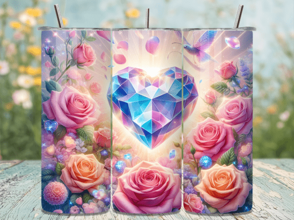 Gem Heart Floral Valentine Tumbler Wrap: A Designer's Perspective