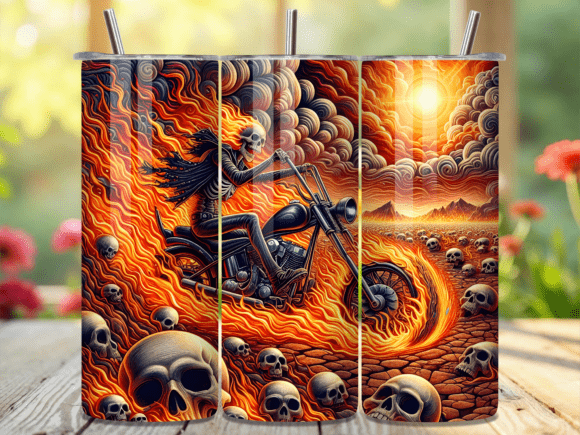Ghost Rider Skeleton 3D Tumbler Wrap: A Bold Visual Asset for Content Creators