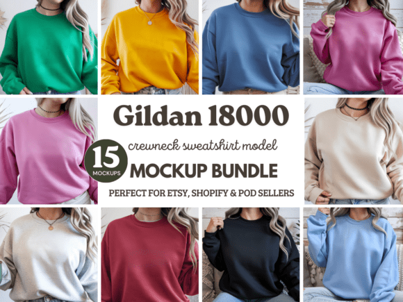 Gildan 18000 Crewneck Sweatshirt Mockups for Authentic Branding