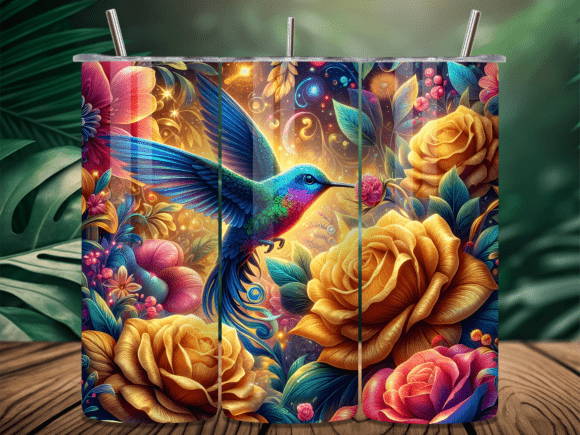 Golden Rose Bird Valentine Tumbler Wrap for Local Business Branding