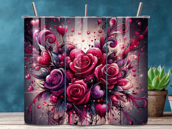 Gothic Rose Heart Tumbler Wrap: A Stylish Graphic Design Asset for Local Branding