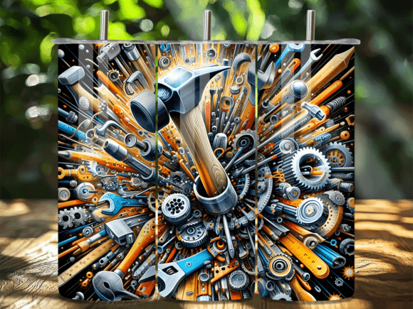 Hammer Nails Carpenter Workshop Tumbler: A Bold Graphic Design Asset for Themed Projects