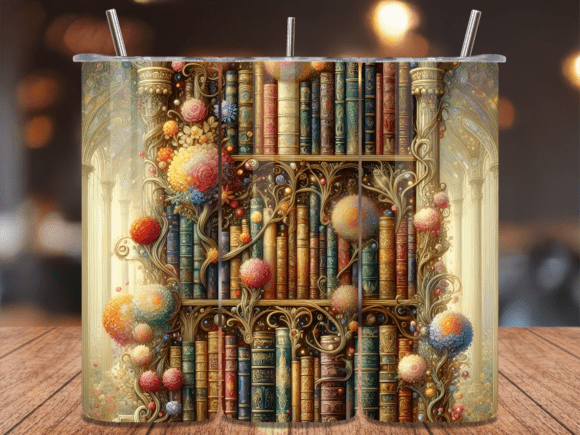 Magical Library Fantasy Books Tumbler Wrap for Creative Campaigns