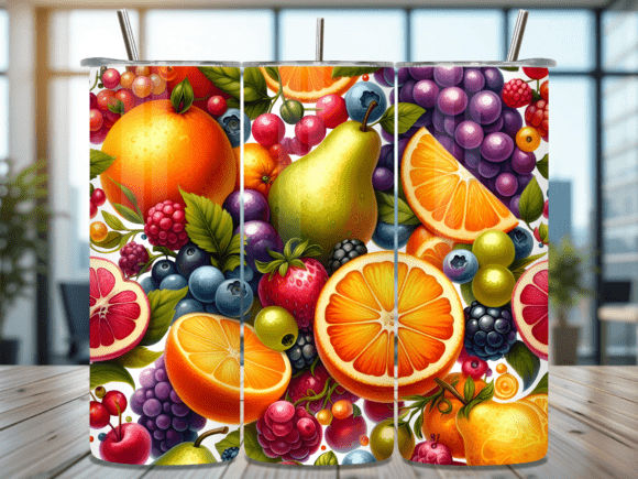 Mixed Fresh Fruit Tumbler Wrap PNG Review for Digital Sellers