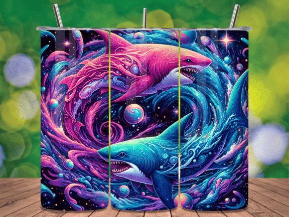 Neon Galaxy Shark Tumbler Wrap Review for Digital Sellers