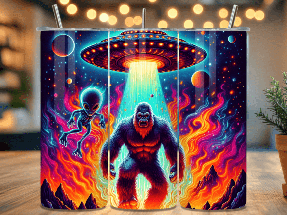 Neon UFO Bigfoot Fire Art Tumbler Wrap Review for Real-World Design Projects