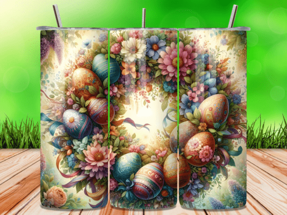 Pastel Flower Wreath Easter Tumbler Wrap: A Versatile Design for Local Branding