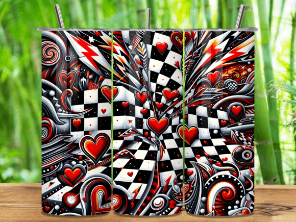 Racing Flag Hearts Pattern Tumbler Wrap for Local Business Branding