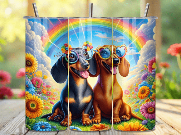 Rainbow Floral Dachshund Tumbler Wrap Review for Design Projects