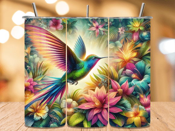 Rainbow Hummingbird Soaring Tumbler Wrap: A Vibrant Branding Asset for Creative Campaigns