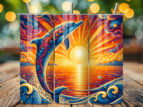 Retro Sunset Jumping Dolphin Tumbler Wrap Review: A Versatile Graphic for Creative Sellers