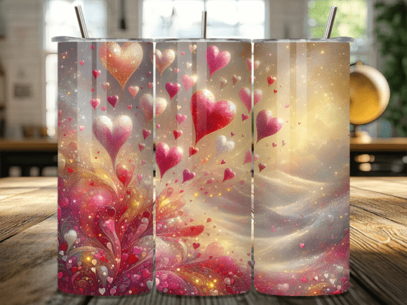 Sparkle Pink Gold Hearts Tumbler Wrap: A Versatile Design for Branding and Marketing