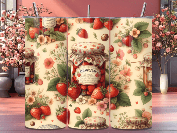 Strawberry Jam Fruit Jar Tumbler Wrap for Vibrant Branding