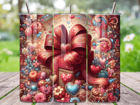 Valentine Gift Box Heart Tumbler Wrap: A Versatile Graphic Design Asset