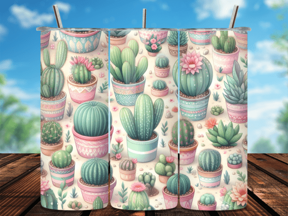 Watercolor Cactus Tumbler Wrap for Small Business Branding