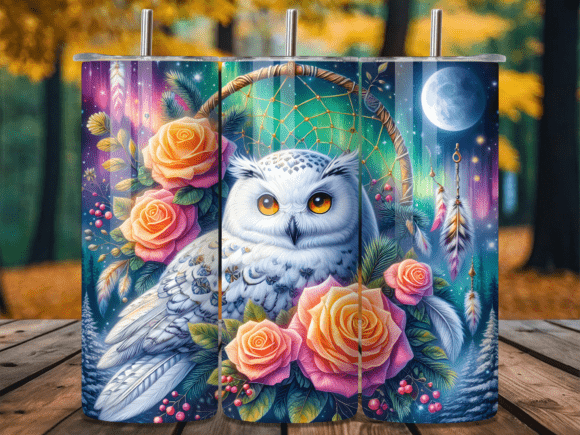 White Snowy Owl Floral Moon Glow Tumbler Wrap Review