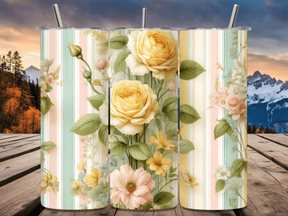 Yellow Vintage Rose Floral Tumbler Wrap Review for Brand Designers